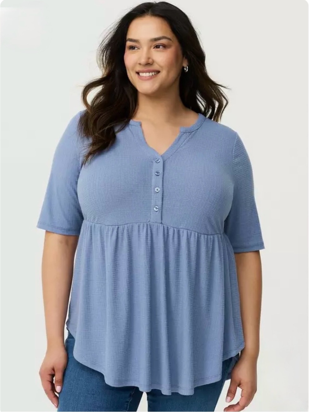 torrid Dusty Blue Henley Peplum Tunic